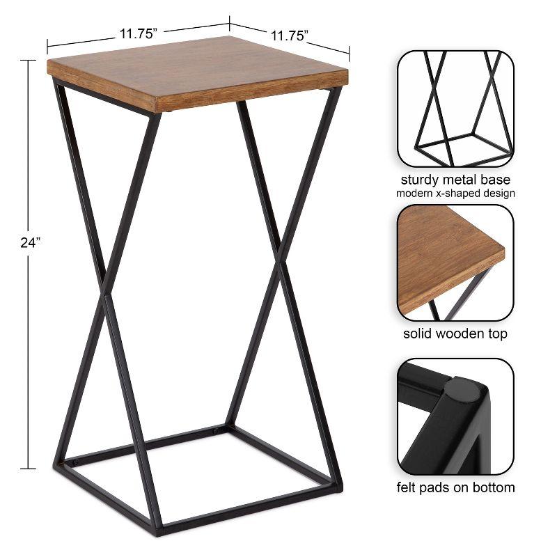 Kate and Laurel Elix Wood and Metal Table and Plant Stand