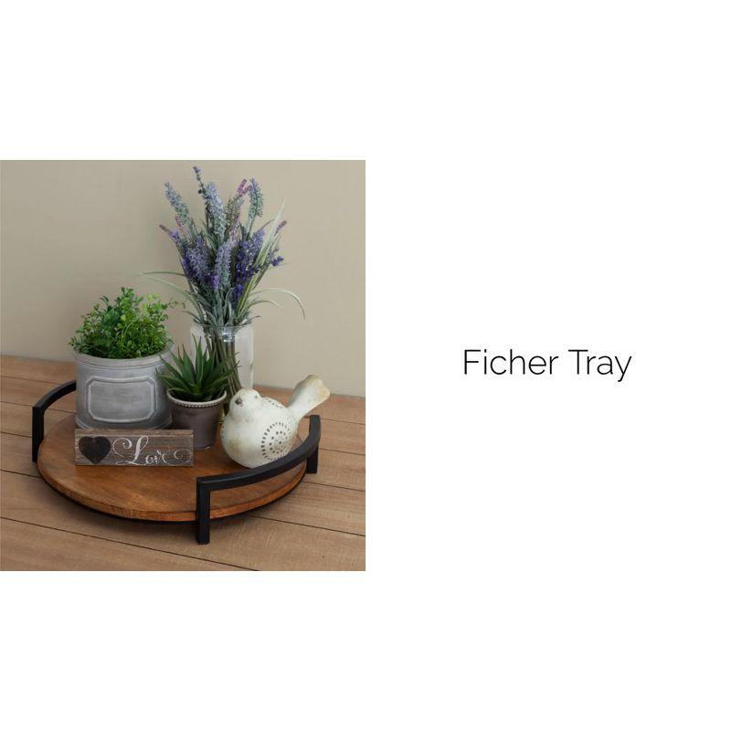 Kate and Laurel Ficher Tray, 15" Diameter, Rustic Brown and Black