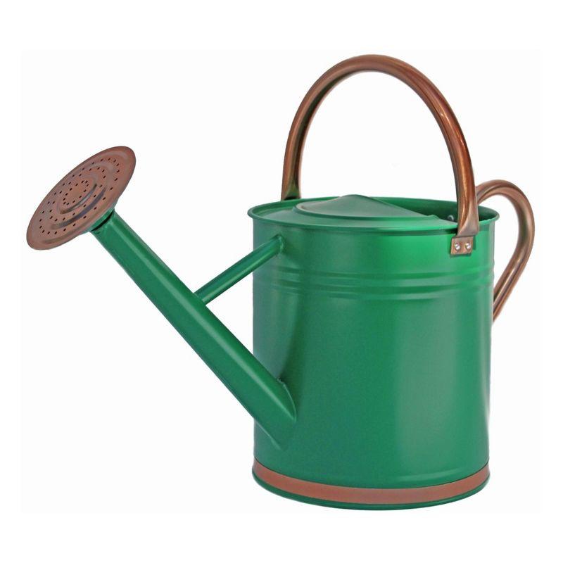 Gardener's Select Classic Metal Gardening Watering Can, Green w/ Copper, 0.92 Gallon