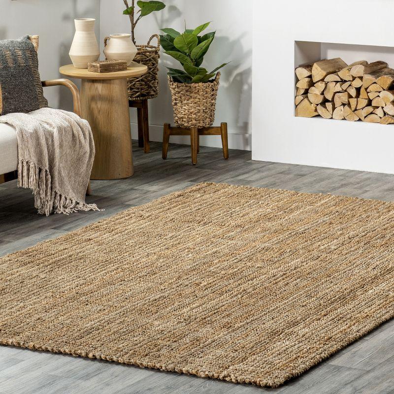 Nuloom Ashli Solid 6x9 Jute Indoor Area Rug for Dining Room Rug Neutral Rug Living Room Rug Kitchen, Natural