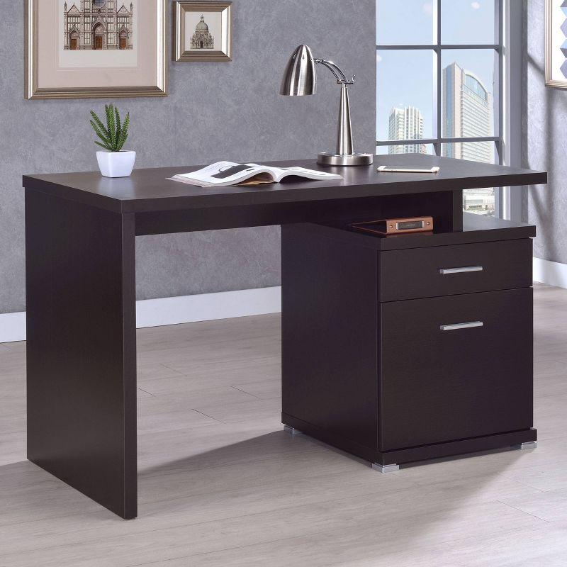 Irving 2 Drawer Office Desk with Reversible Cabinet - Coaster