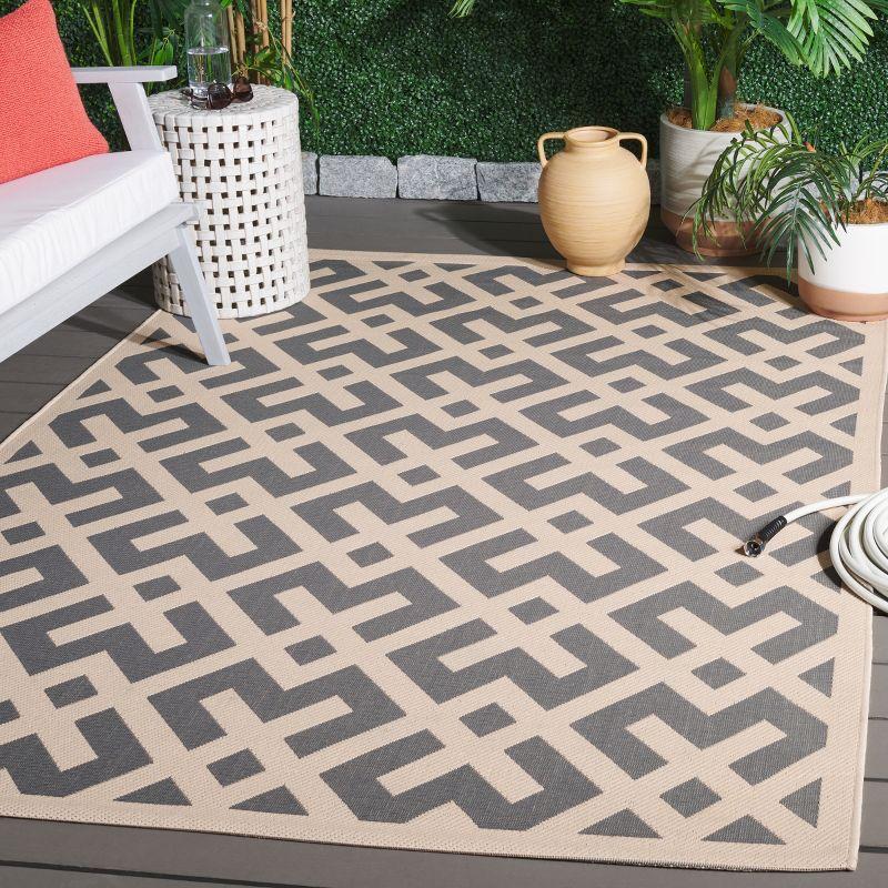 Courtyard CY6915 Power Loomed Indoor and Outdoor Area Rug - Grey/Bone - 4'x5'7" - Safavieh