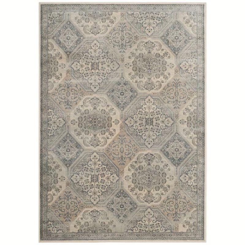 Vintage VTG128 Power Loomed Indoor Skid-Resistant Area Rug - Cream/Blue - 4'x5'7" - Safavieh