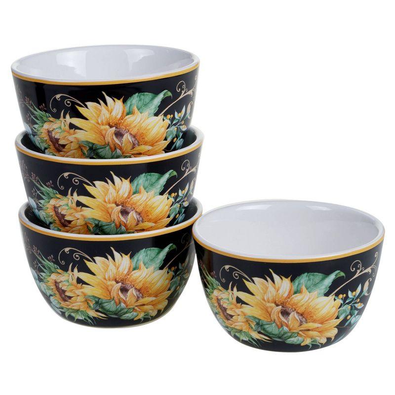 Sunflower Fields Ceramic Dinnerware Set, Service for 4