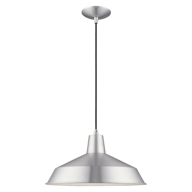 Coastal Chic Brushed Aluminum Mini Pendant with White Contrast