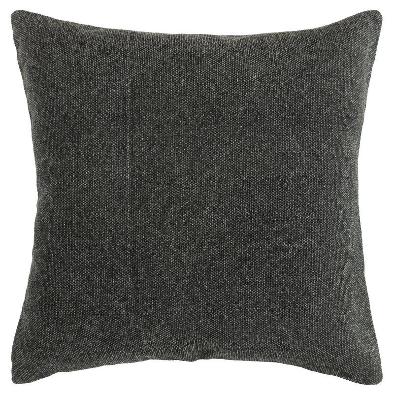 22"x22" Oversize Reversible Solid Square Throw Pillow Cover Black - Rizzy Home: Cotton Velvet, Zipper Closure, Indoor Use