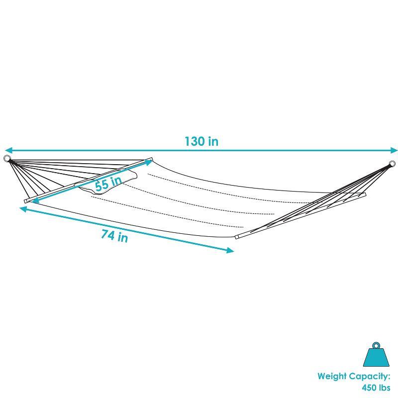 Sunnydaze Two-Person Quilted Fabric Hammock with Spreader Bars - 450 lb Weight Capacity