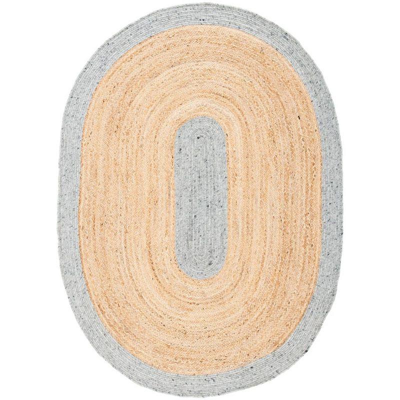 Braided BRD910 Hand Woven Indoor Area Rug - Grey/Natural - 6'x9' Oval - Safavieh