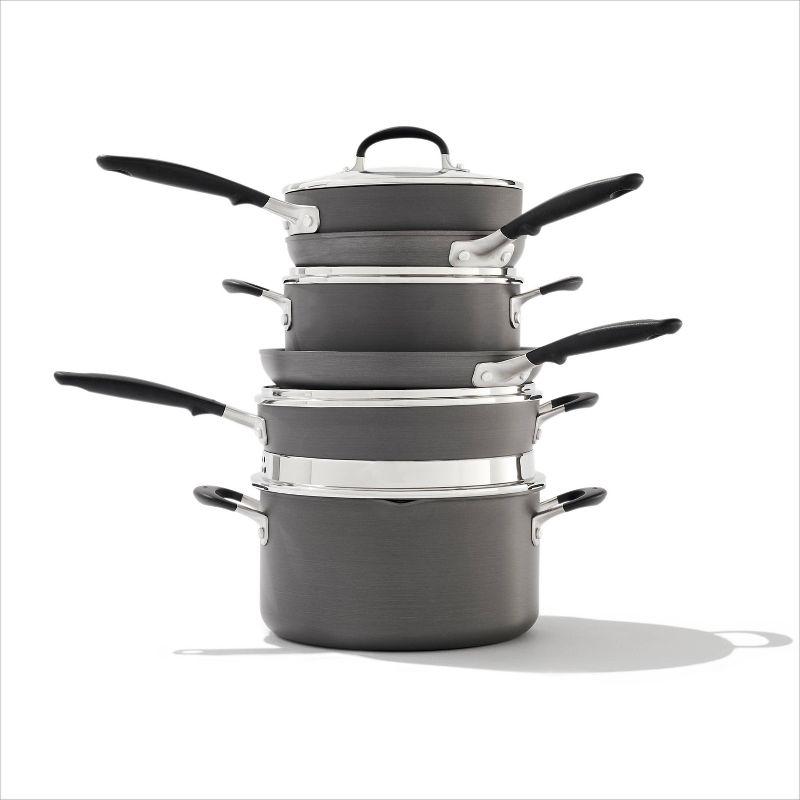 OXO 10-Piece Non-Stick Aluminum Cookware Set with Glass Lids