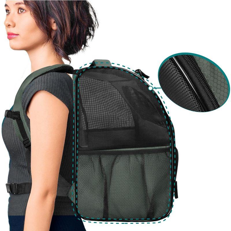 PetAmi Premium Dog Backpack Carrier Small Large Cat Puppies, Ventilated Pet Hiking Travel Bag, Airline Approved Safety Camping Biking (Dark Gray)
