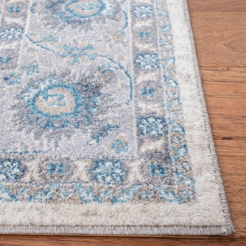 Ivory and Blue Synthetic Hand-knotted Area Rug