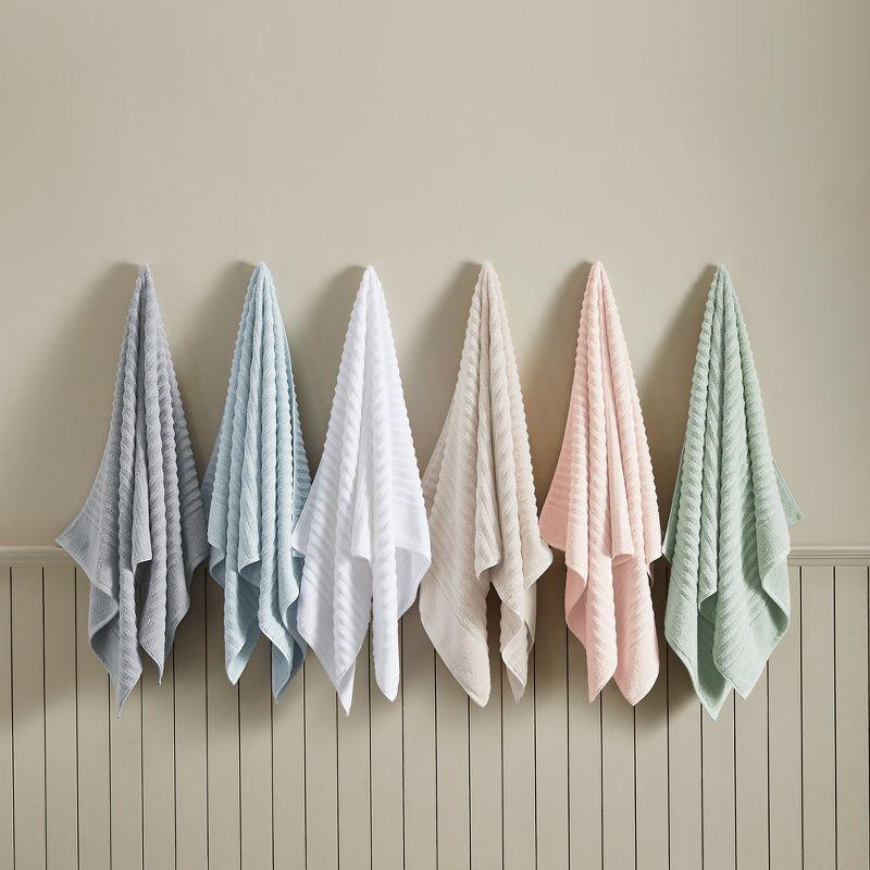 White Combed Cotton Ribbed Hand Towel Set - 6 Pack