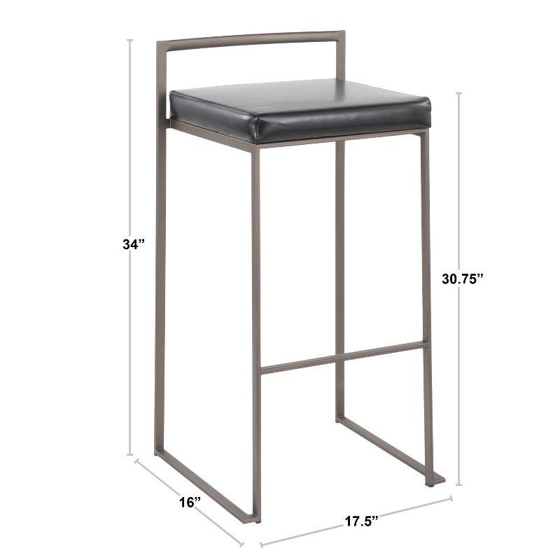 34" Set of 2 Fuji Contemporary Stackable Barstools Gold/Black Velvet - LumiSource: Cosmopolitan, Upholstered, Metal