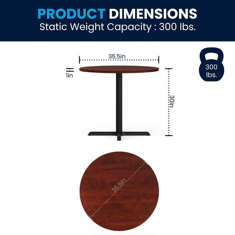 Cherry 36" Round Black Laminate Meeting Table with Cast Iron X-Base