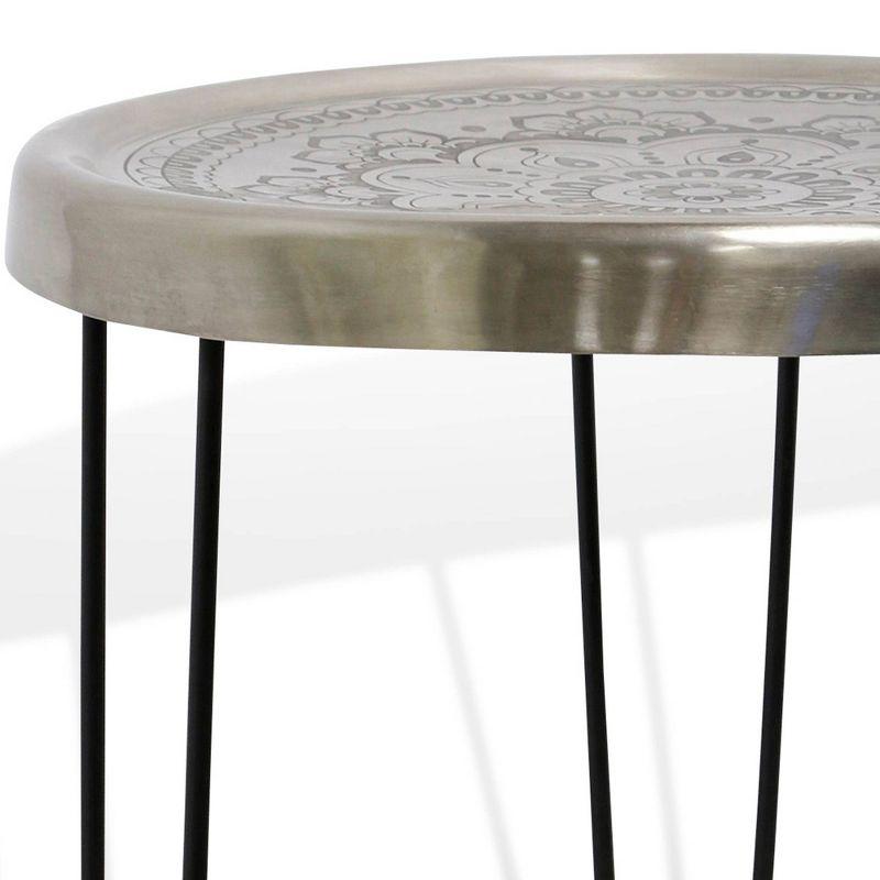 Metal with Paper Clip Legs Round Side Accent Table Silver/Black - StyleCraft