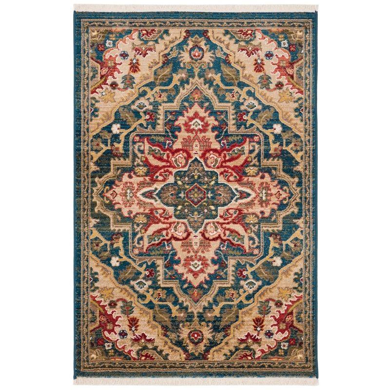 Kashan KSN304 Power Loomed Accent Rug - Blue/Beige - 3'3"x4'10" - Safavieh.