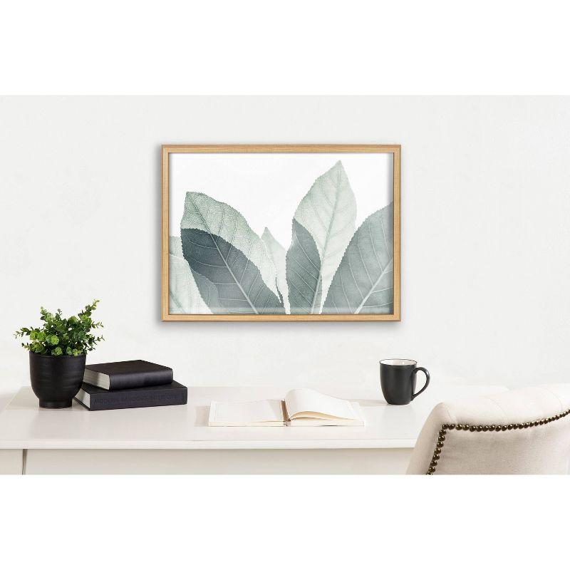 Modern Green Leaf Botanical Framed Glass Wall Art