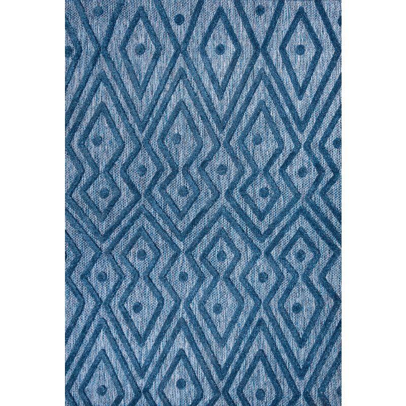 5'x8' Balansat Moroccan Diamond Indoor/Outdoor Area Rug, Navy - JONATHAN Y