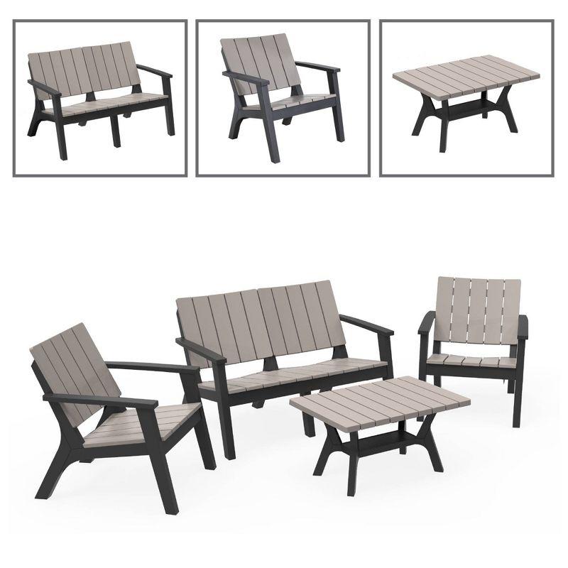 Enzo 4pc Faux Wood All-Weather Conversation Chat Set - DUKAP