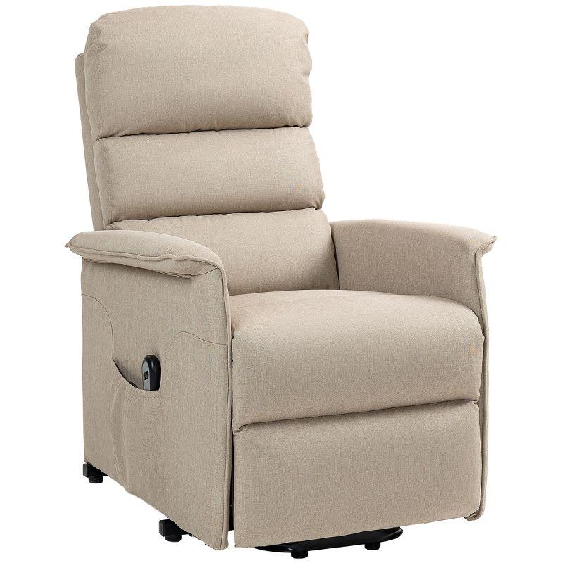 HOMCOM Power Lift Assist Recliner Chair for Elderly with Remote Control, Linen Fabric Upholstery