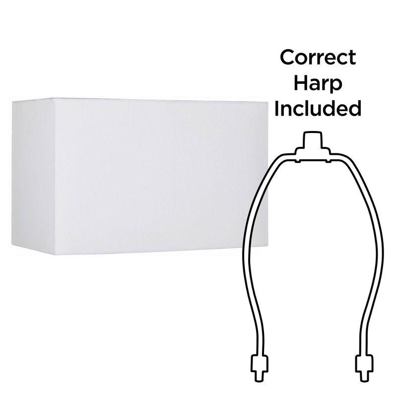 Springcrest White Medium Rectangular Hardback Lamp Shade 16" Wide x 8" Deep x 10" High (Spider) Replacement with Harp and Finial