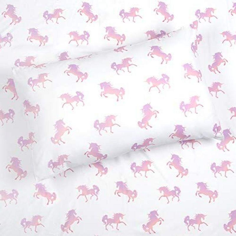 Tadpoles 4-Piece Shaded Unicorn Sheet Set | 1 Full Flat Sheet, 1 Full Fitted Sheet & 2 Queen Pillowcases