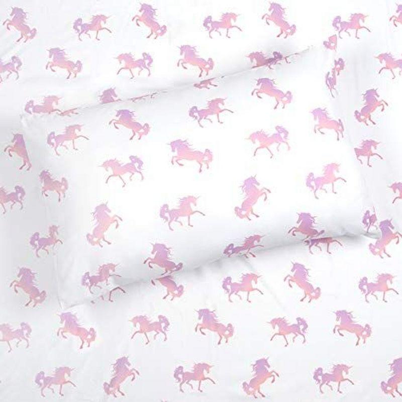 Full Pink Unicorn Microfiber Sheet Set for Girls