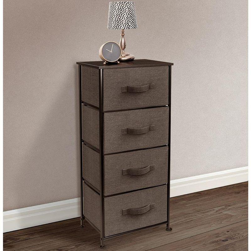 Sorbus 4 Drawers Chest Nightstand - Storage for Closet, Home, College Dorm - Features Steel Frame, Wood Top, & Fabric Bins (Brown)