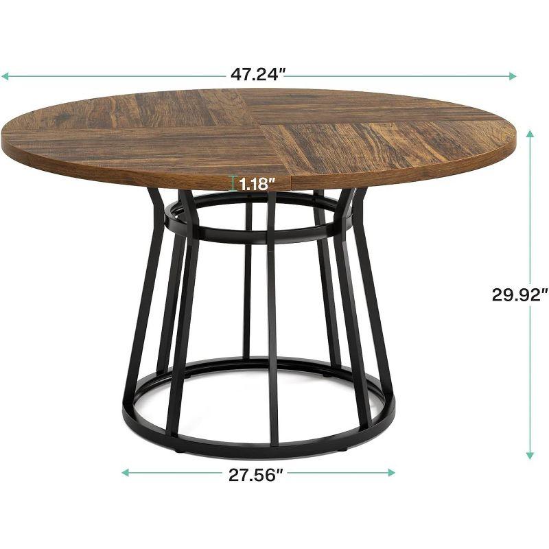 Tribesigns 47.2-Inch Round Dining Table for 4 People, Circle Dining Room Table with Metal Base