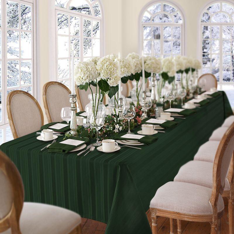 Hunter Green Jacquard Stain Resistant Rectangular Tablecloth