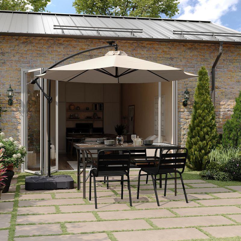 Flash Furniture Hank Heavy Duty Weather-Resistant Universal Offset Umbrella Base with Grooved Handles and Built-In Wheels in Black