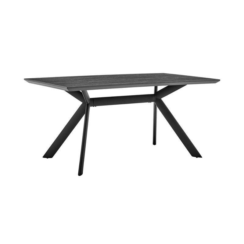 63" Rectangular Margot Top Finish Dining Table Dark Gray/Black - Armen Living: Sturdy Metal Frame, Seats 6