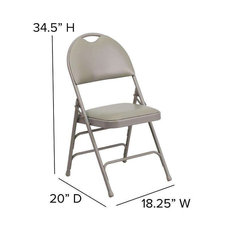 Flash Furniture 4 Pack HERCULES Series Extra Large Ultra-Premium Triple Braced Metal Folding Chair with Easy-Carry Handle