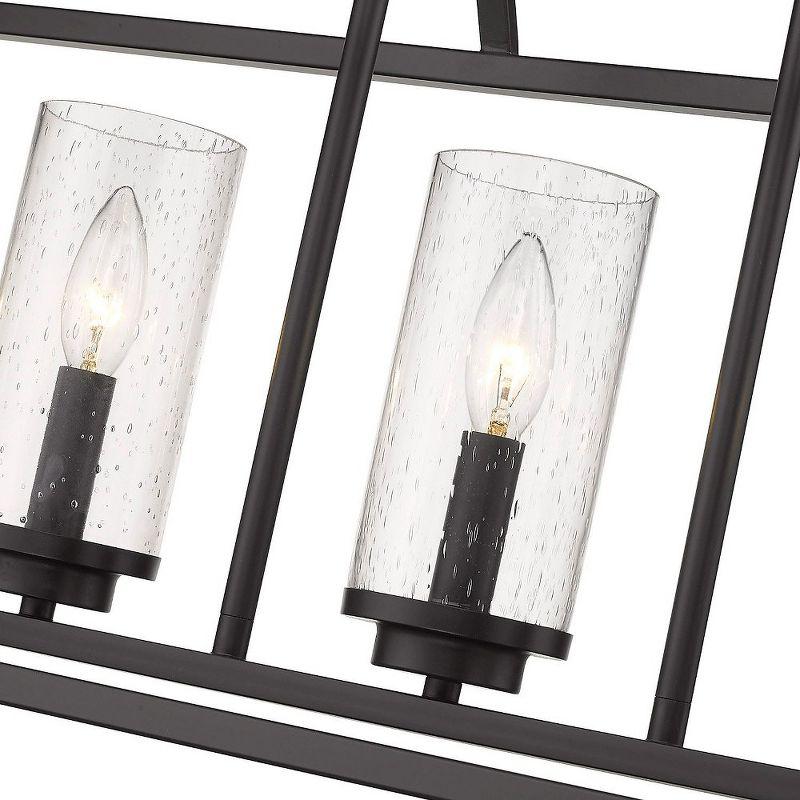 Golden Lighting Mercer 5-Light Linear Pendant in Matte Black with Clear Glass