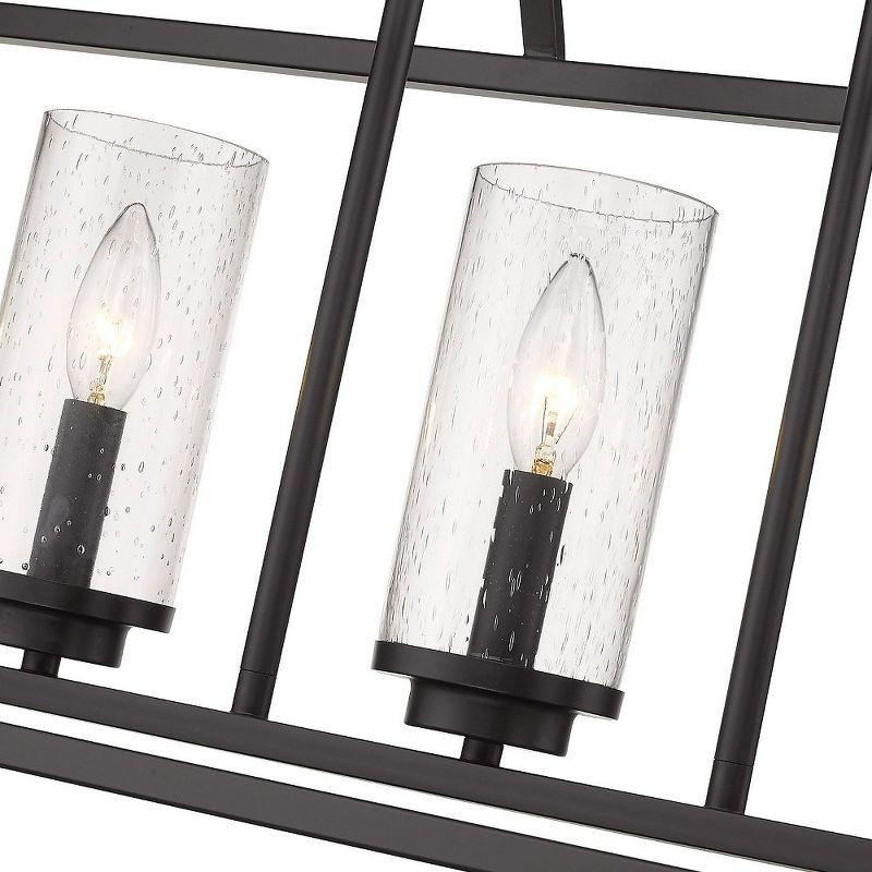 Mercer Matte Black and Clear Glass 5-Light Linear Pendant