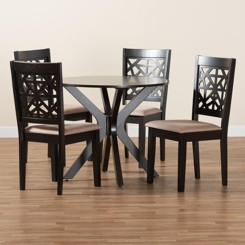 Baxton Studio Karel Modern Fabric and Wood Dining Set