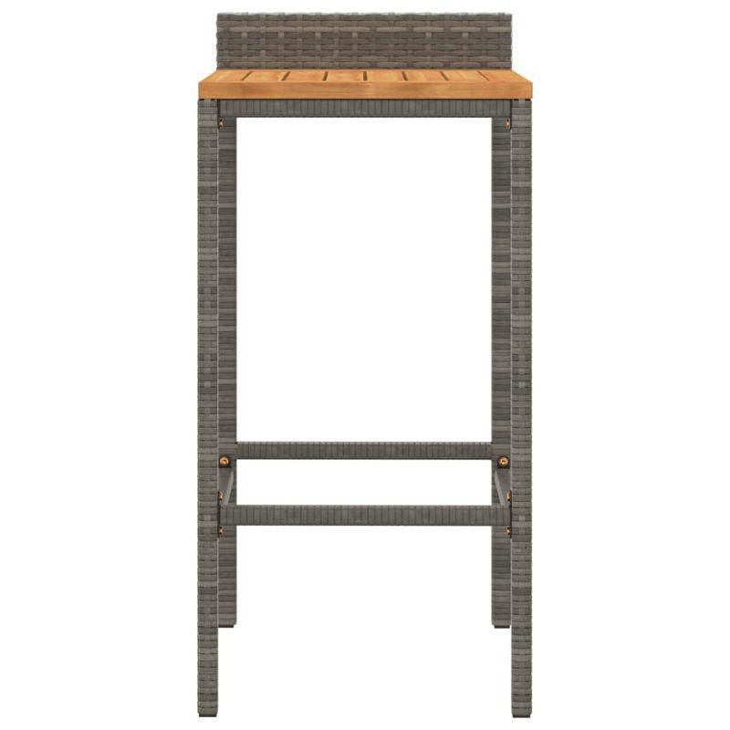vidaXL Bar Stools 4 pcs Gray Poly Rattan and Solid Wood Acacia