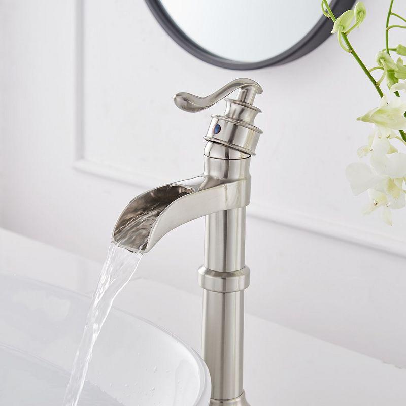 BWE Waterfall Single Hole Single-Handle Vessel Bathroom Faucet With Pop-up Drain Assembly