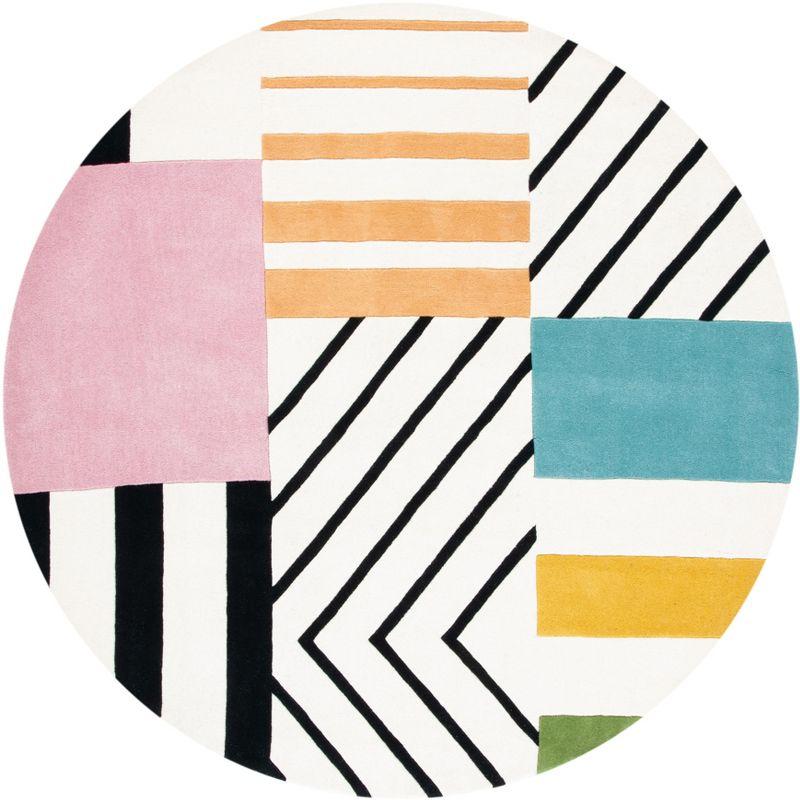 Tripoli Handmade Wool Ivory/Black/Pink Rug