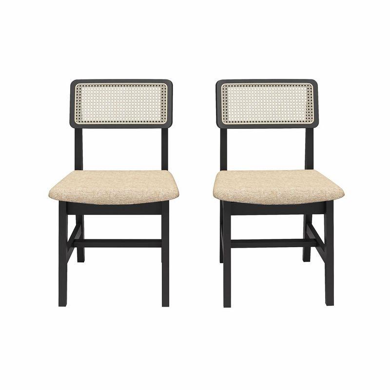 DHP Eleni Cane Dining Chairs, Set of 2, Cream/Black
