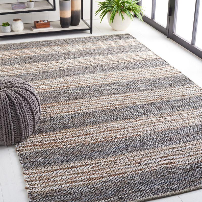 Vintage Leather VTL204 Hand Woven Area Rug - Grey/Natural - 5'x8' - Safavieh.
