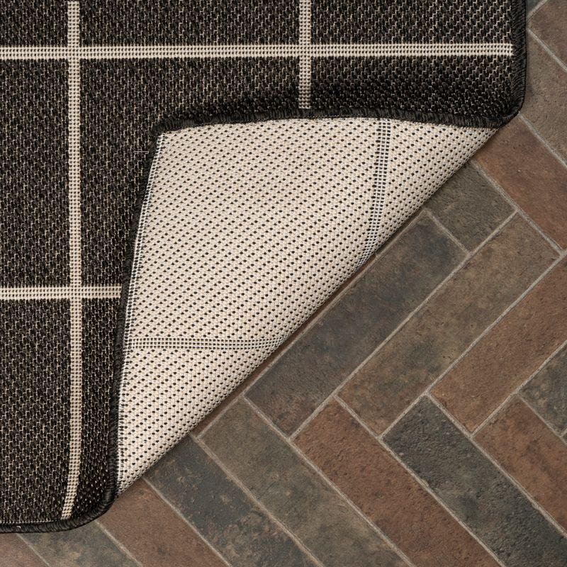 Black and Cream Geometric Indoor/Outdoor Area Rug