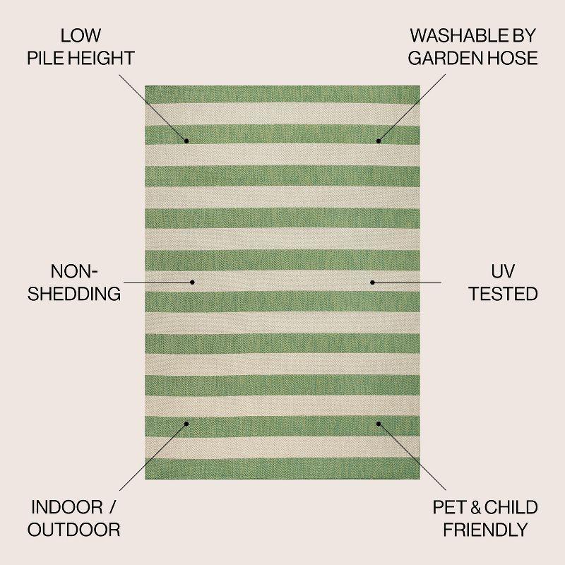 4' x 6' Negril Two-Tone Wide Stripe Indoor/Outdoor Area Rug, Green/Cream - JONATHAN Y