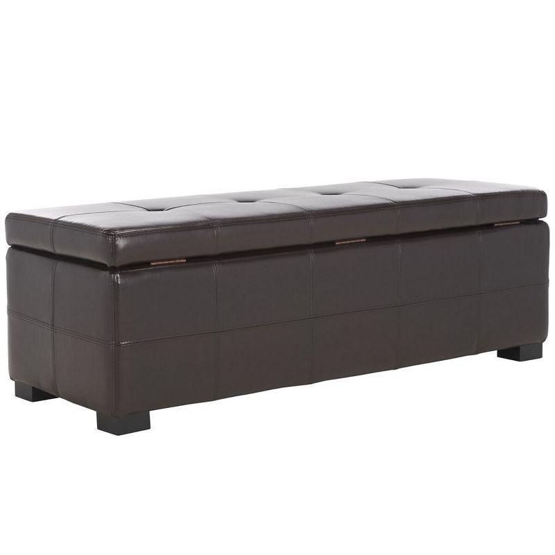 Maiden Large Tufted Storage Bench - Brown - Safavieh