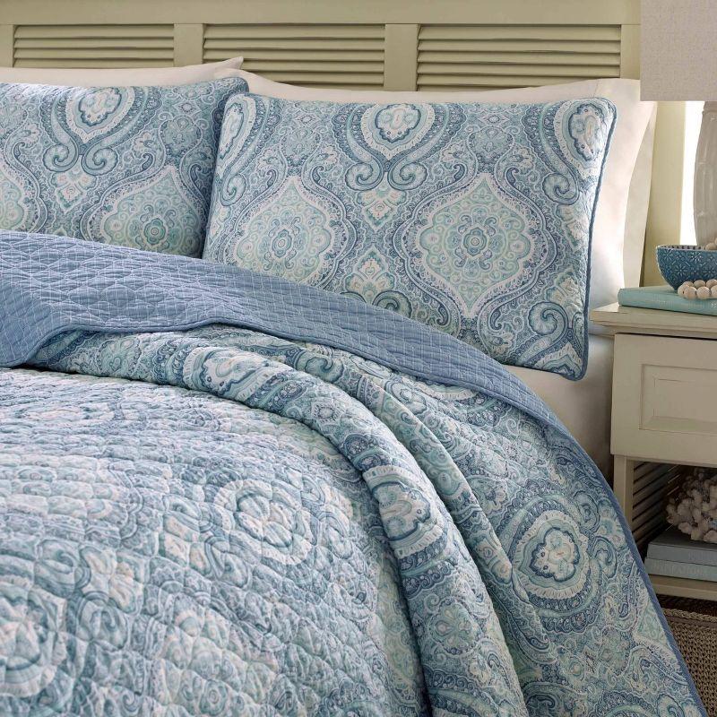 Twin Turtle Cove Quilt & Sham Set Turquoise/Aqua - Tommy Bahama: Cotton Bedding Set, Pre Washed, Reversible