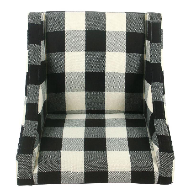 HomePop Modern Swoop Accent Armchair Black Plaid : Cotton Upholstery, Wood Legs, Foam Fill, No Assembly Required