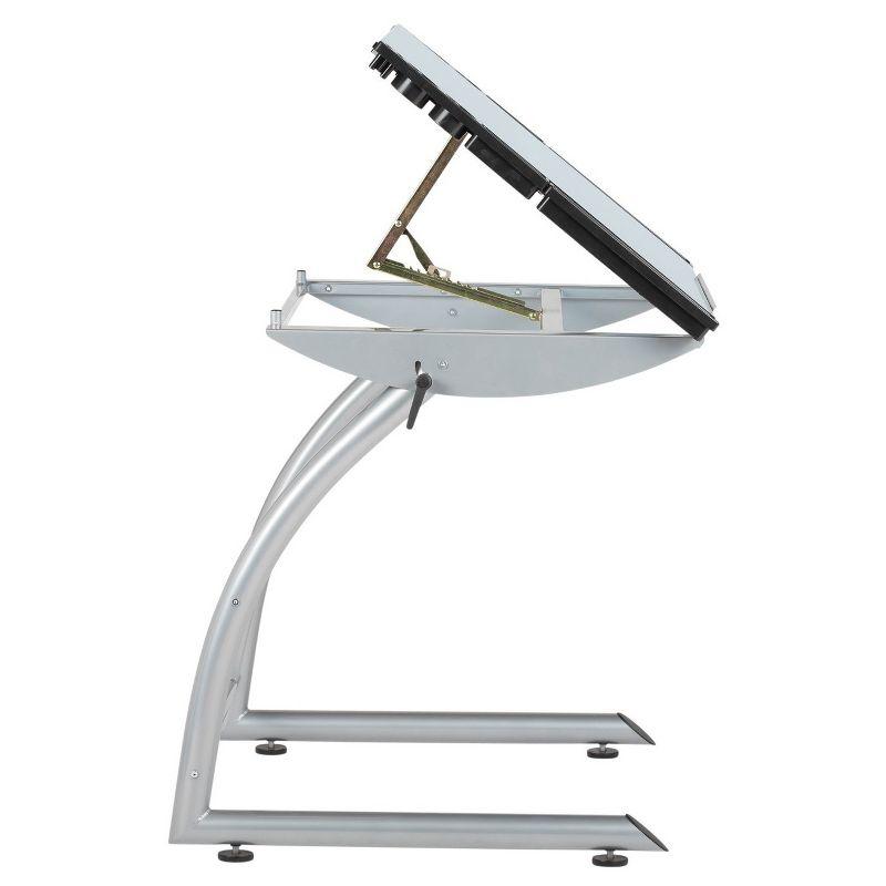 Inbox Zero Cournoyer Glass Top Metal Base Drafting Table