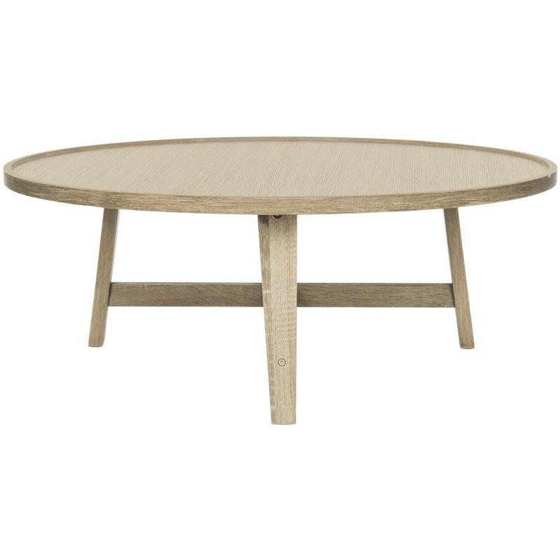 Transitional 35'' Round Wood Coffee Table in Gray/Brown