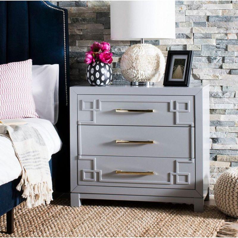 Gray and Gold Modern 3-Drawer Night Table