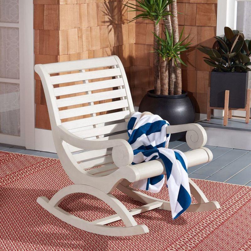 Elegant White Eucalyptus Outdoor Rocking Chair with Cushions